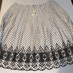 NWT Org $119 100% Cotton 14P Pleated Talbots black White skirt Lace New Lined